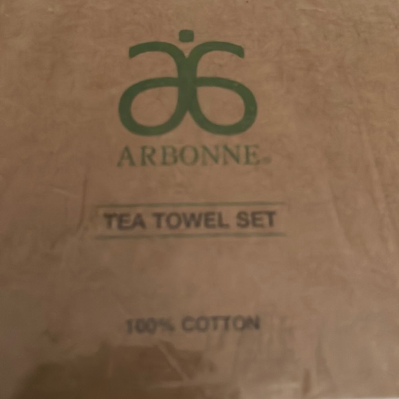 ARBONNE logo’d 100% cotton tea towel set of 2, NWT - Picture 3 of 3